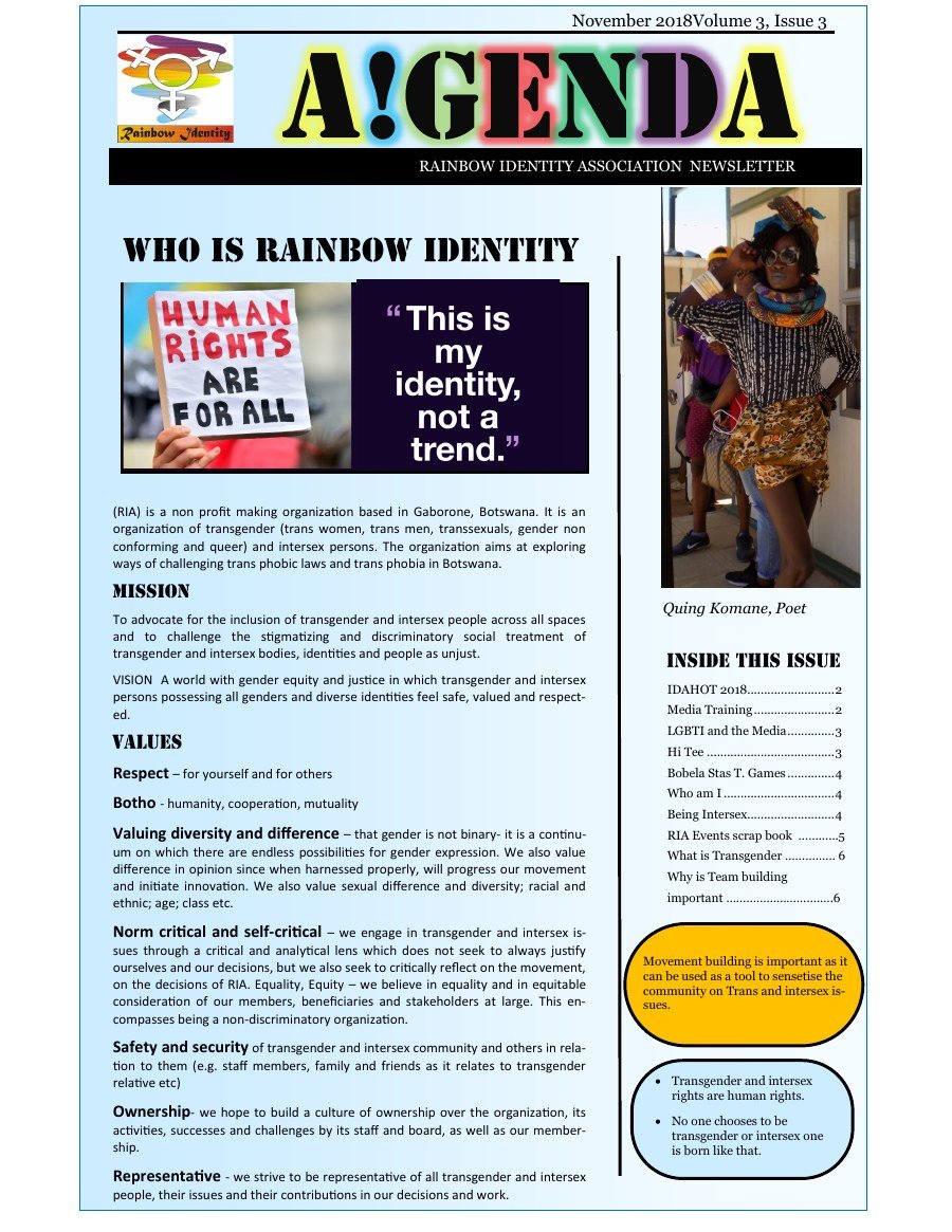 First page of RIA Newsletter 2018